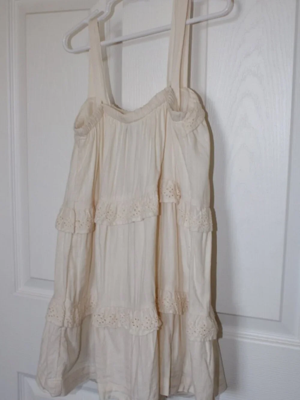 Girl's 6/7 Tiered 100% Cotton, Ivory, Cream, Lace A-Line, Old Navy Play Dress